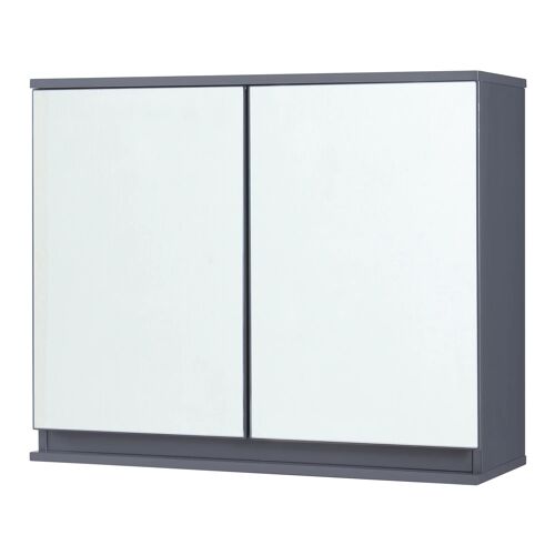 Armoire étagère meuble de rangement 60 x 20 x 50 cm murale de salle de bains avec miroir gris 03_0008900