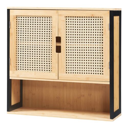Armoire étagère meuble de rangement 60 x 60 x 20 cm murale de salle de bain beige 03_0008899