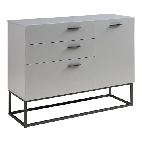 Buffet commode meuble de rangement 75 x 100 x 35 cm salon entré chambre gris clair 03_0009032