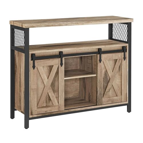 Buffet de salle à manger placard de cuisine 33 x 100 x 80 cm meuble de rangement armoire portes de grange coulissantes étagère réglable style industriel pour salon marron rustique et noir 12_0004531