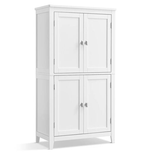 Armoire de salle de bain placard de cuisine meuble de rangement avec 2 tiroirs et 2 portes étagères réglables 30 x 60 x 110 cm blanc 12_0004023