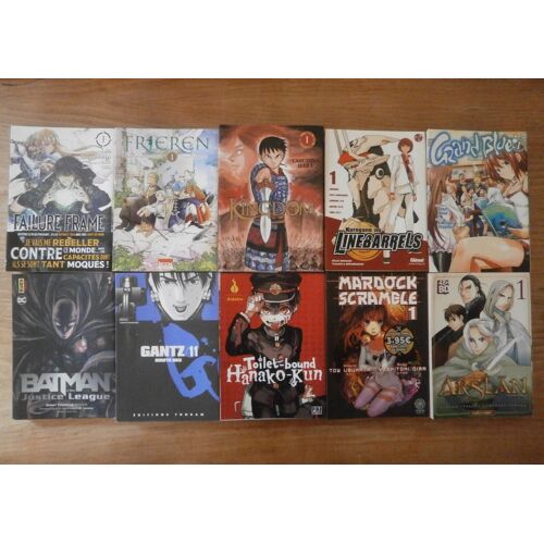 Lot 10 Manga Shonen/Seinen (Frieren/Gantz/Kingdom/Batman/Arslan/Grand Blue/Mardock Scramble) Vf