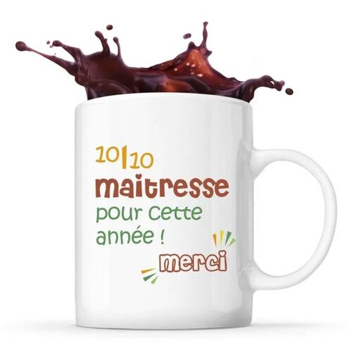 Mug Maitresse 10-10 Pour Cette Année| Tasse Originale Cadeau Remerciement Fin D'années Maitresse D'école Maternelle Professeur