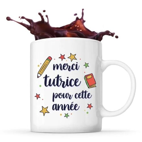 Mug Merci Tutrice Étoiles| Tasse Originale Cadeau Remerciement Fin D'années Atsem Maternelle Professeur Institutrice Prof Noël