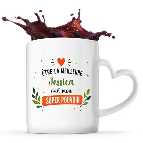 Planetee Mug Coeur Meilleure Jessica Super Pouvoir Tasse Cadeau Femme Collègue