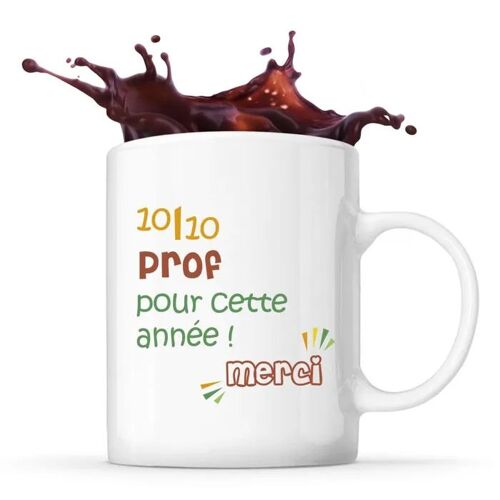 Mug Prof 10-10 Pour Cette Année| Tasse Originale Cadeau Remerciement Fin D'années Maitresse D'école Maternelle Professeur