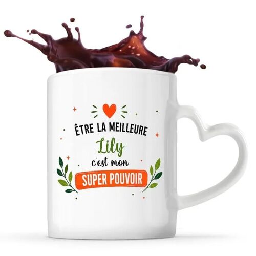 Planetee Mug Coeur Meilleure Lily-Rose Super Pouvoir Tasse Cadeau Femme Collègue