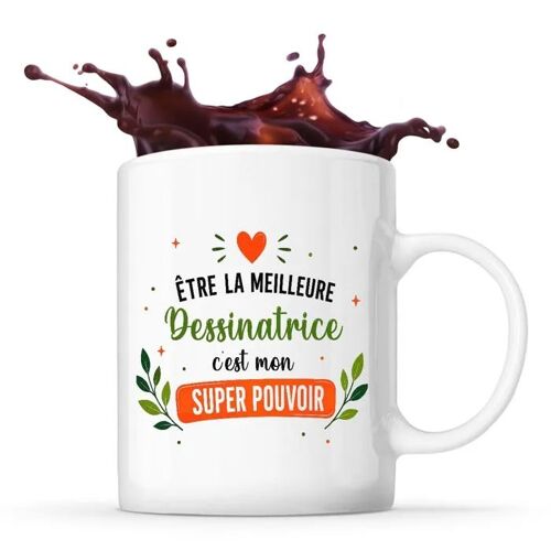 Planetee Mug Meilleure Dessinatrice Super Pouvoir Tasse Café Céramique Cadeau Femme Anniversaire Noël Maman Collègue