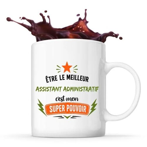 Planetee Mug Meilleur Assistant Administratif Super Pouvoir Tasse Café Céramique Cadeau Homme Anniversaire Noël Papa Collègue