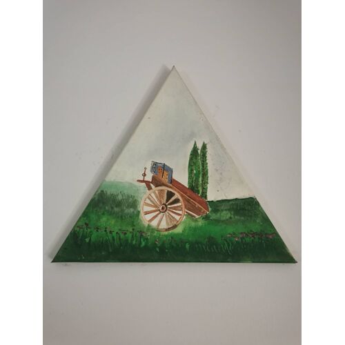 Tableau toile peinture représentant une calèche 35x40cm