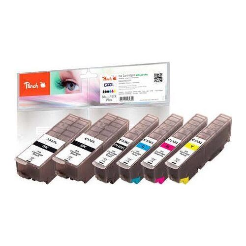 Peach Multi Pack Plus XL - Pack de 6 - noir, jaune, cyan, magenta - compatible - cartouche d'encre (alternative pour : Epson 33XL, Epson T3351, Epson T3357, Epson T3361, Epson T3362, Epson T3363, Epson T3364) - pour Epson Expression Home XP-830;...