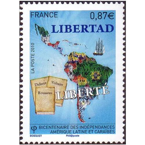 France 2010, Très Beau Timbre Neuf** Luxe Yvert 4527, Bicentenaire Des Indépendances Amérique Latine Et Caraïbes.