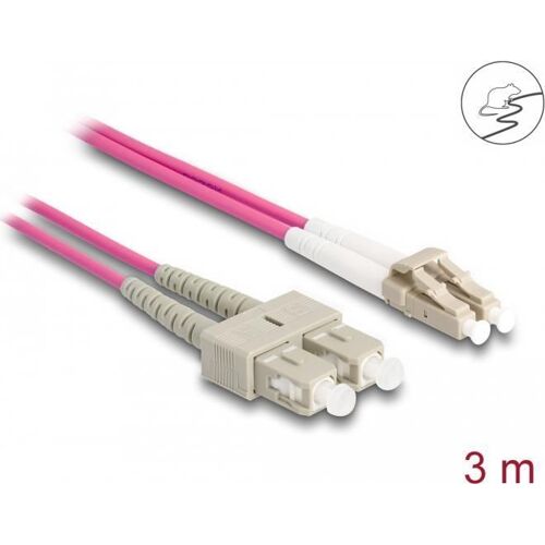 Delock - Netzwerkkabel - LC Multi-Mode (M) zu SC multi-mode (M) - 3 m - 3 mm - Glasfaser - Duplex - 50/125 Mikrometer - OM4 - halogenfrei - violett