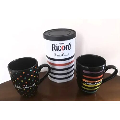 Lot Boîte Métal Little Marcel Ricore De Nestle Et 2 Tasses