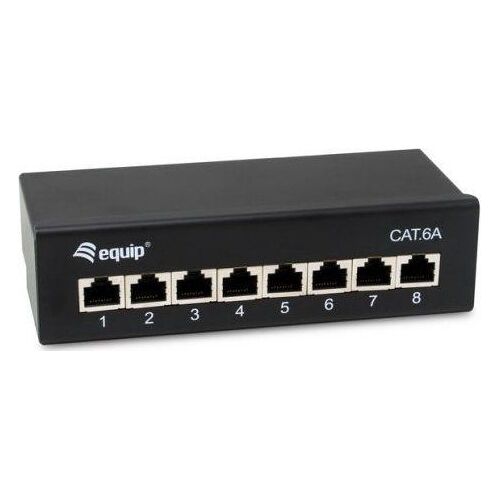 Equip Patchpanel 8x RJ45 Cat6A 19" FTP 1HE Premium schwarz - FTP - RJ-45 (326621)