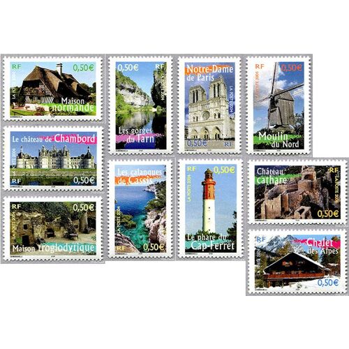 France 2004, Très Belle Série Complète Neuve** Luxe La France À Voir, Portraits De Régions, 10 Timbres Yvert 3702 À 3711, Maison Normande, Troglodytique, Château De Chambord, Calanques De Cassis...
