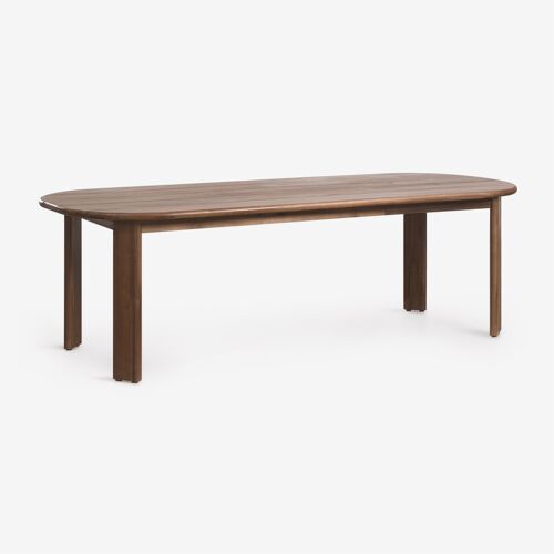 Table de salle à manger ovale 240x100 cm en bois d'acacia Uleno Brun Acacia foncé