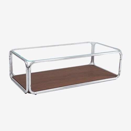 Table basse rectangulaire 120x60 cm en fer et verre trempé Kavena