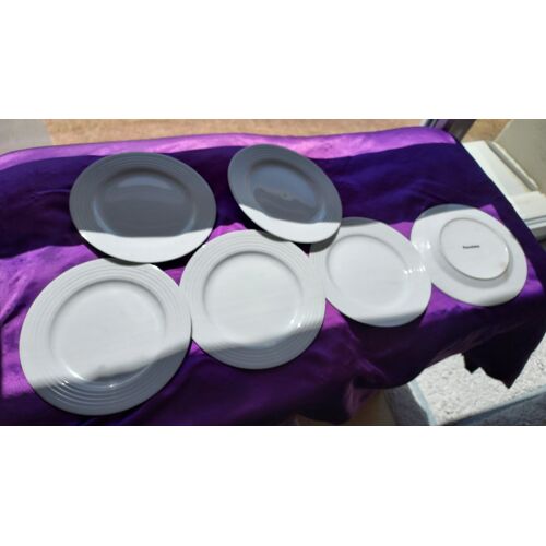 6 Assiettes À Dessert Porcelaine Blanches 19.2 Cm