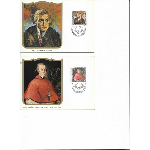 2 Timbres Oblitérés Premier Jour Sur Carte Arts 1993 Liechtenstein Yt 1001 1002