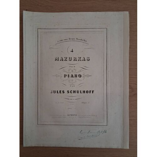 Partition Pour Piano Mazurkas Par Jules Schulhoff