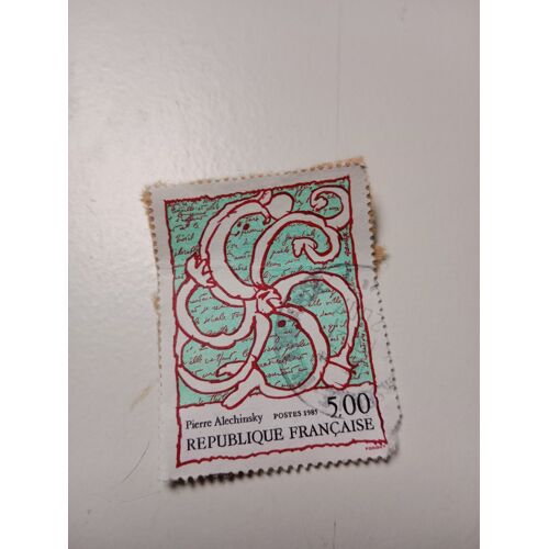Timbre France 5,00 Oblitere Yvert N° 2382 Série Artistique Tableau De Pierre Alechinsky De 1985