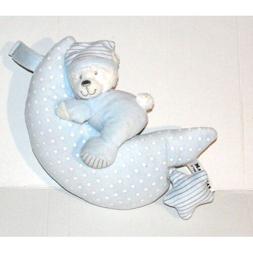 doudou ours musical bleu sur la lune étoiles luminescentes berceuse max & sax