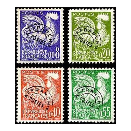 France 1960, Belle Série Coq Gaulois, Préoblitérés, Yvert Po 119, 120, 121, 122, Usagés, Cote 23.4 €, Tbe