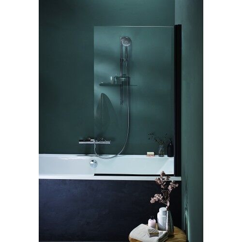 Pare-bain 140x80 cm avec volet pivotant - profilé noir mat - Struktura JACOB DELAFON
