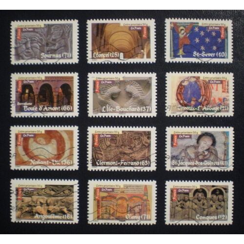 Art Roman - Série Complète De 12 Timbres Oblitérés - France - Année 2010