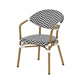 Fauteuil Bistrot Extérieur Intérieur Empilable ¿ Structure Aluminium Aspect Bambou ¿ Tressage Textilène ¿ Style Terrasse de Café