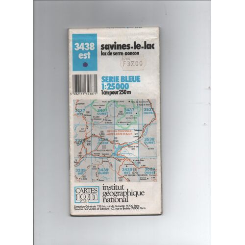 Carte Série Bleue 1988 Ign N° 3438 Est - Savines-Le-Lac - Lac De Serre-Ponçon.