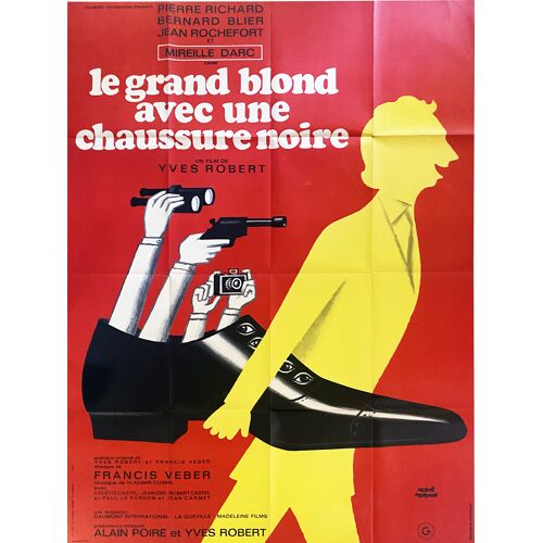 Le Grand Blond Avec Une Chaussure Noire - Affiche De Cinéma Pliée - Format 120x160 Cm - De Yves Robert Avec Pierre Richard, Mireille Darc, Bernard Blier, Jean Rochefort, Jean Carmet - 1972