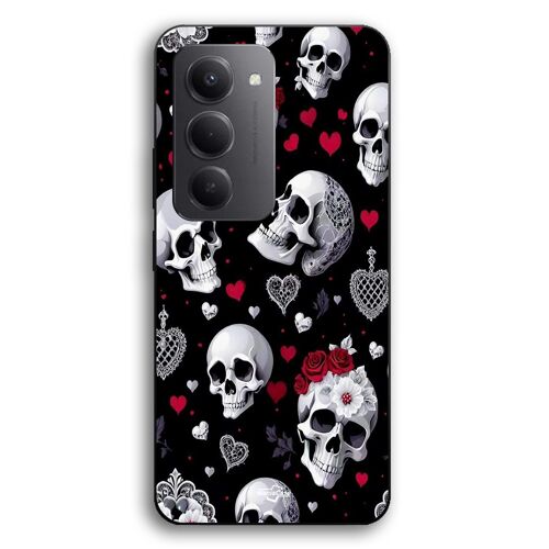 Coque Pour Xiaomi Redmi 15 Tête de mort et coeurs Maniacase