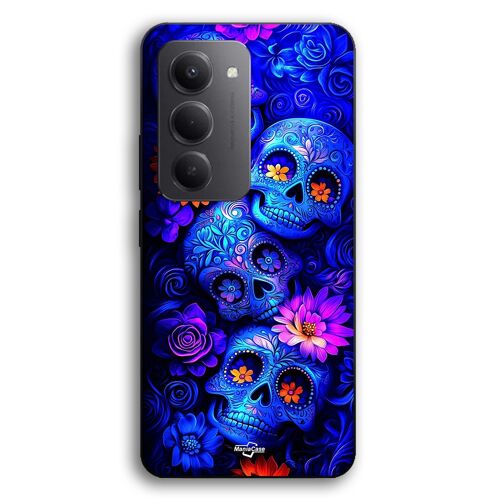 Coque Pour Xiaomi Redmi 15 Têtes de mort bleu coloré Maniacase