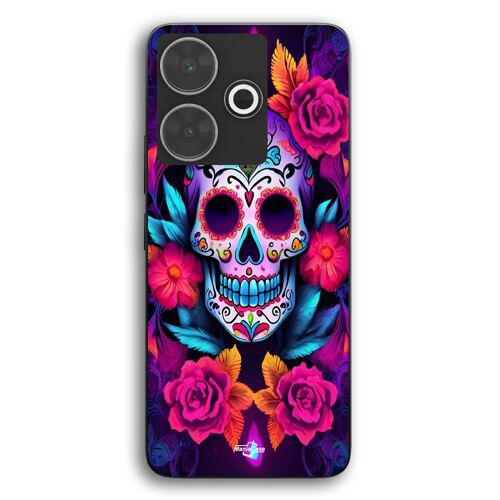 Coque Pour Xiaomi Redmi 13 Tete de mort violette colorée Maniacase