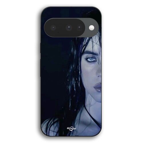 Coque Pour Google Pixel 10 Billie Eilish visage fond noir Maniacase