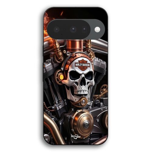 Coque Pour Google Pixel 10 Harley Davidson Tête de mort mécanique Maniacase