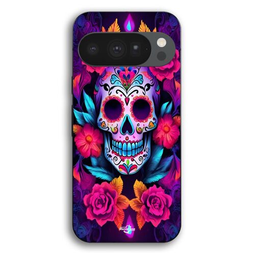 Coque Pour Google Pixel 10 Pro Tete de mort violette colorée Maniacase