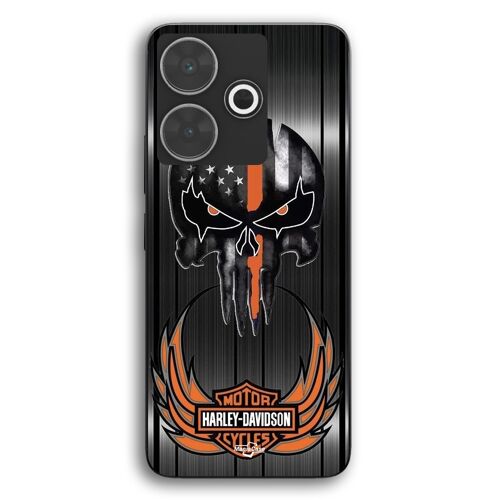 Coque Pour Xiaomi Redmi 13 Harley Davidson tête de mort fond gris Maniacase