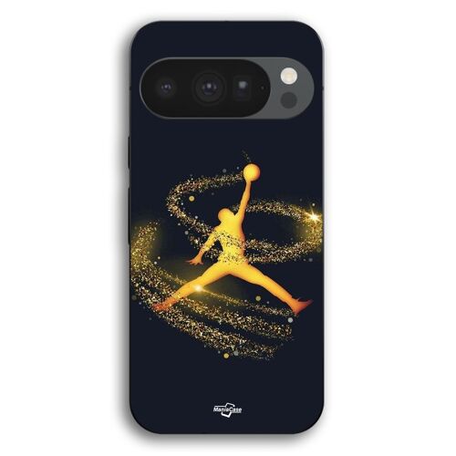 Coque Pour Google Pixel 10 Pro Jordan logo poudre filante dorée Maniacase