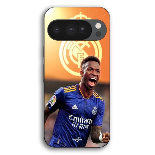 Coque Pour Google Pixel 10 Pro Vini JR Wallpaper Real Madrid Bleu et jaune Maniacase