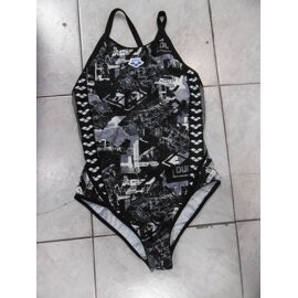 Arena Maillot De Bain 1 Pièce Gris Imprimé Noir T 36