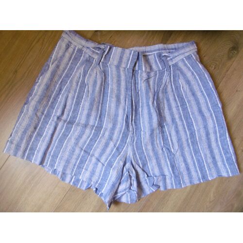 H&M Short Lin Rayures Bleues T 44 46