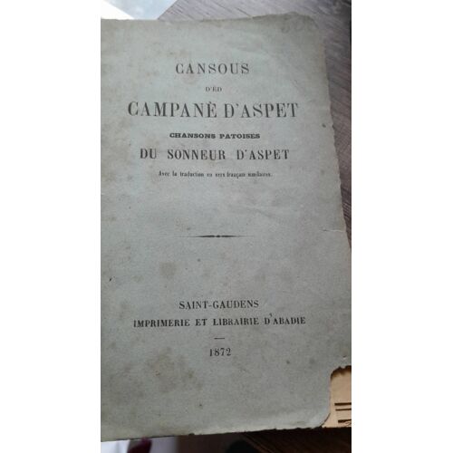Cansous D Ed Campane D Aspet Chansons Patoises Du Sonneur D Aspet 1872