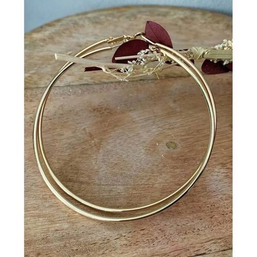 Boucles D'oreilles - Bijouxia - Créoles Plaqué Or 18 Carats - 8cm - Qualité Bijouterie - Neuf