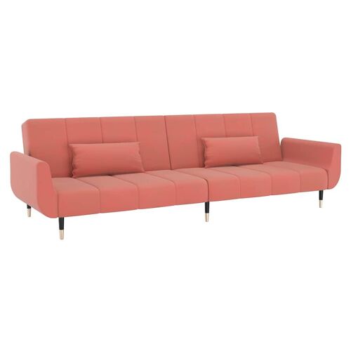 vidaXL Canapé-lit à 2 places avec deux oreillers Rose Velours