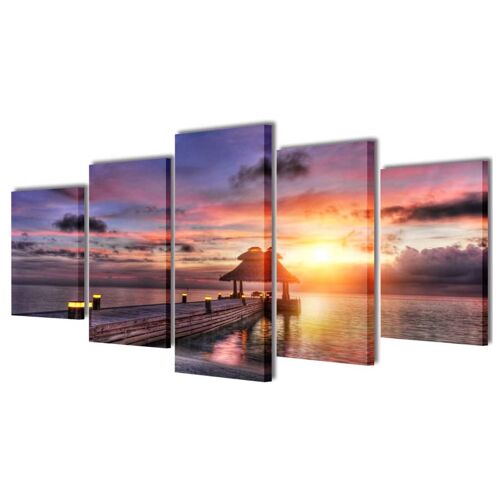 Set De Toiles Murales Imprimées Plage Avec Pavillon 200 X 100 Cm