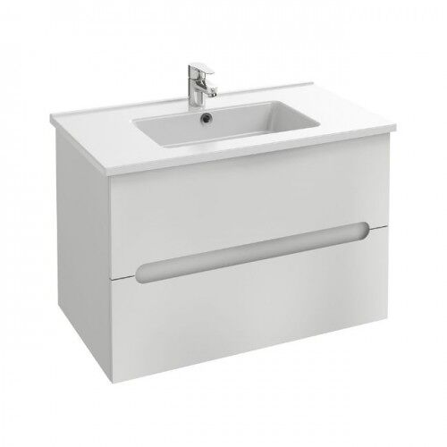 Meuble salle de bain 80 cm 2 tiroirs avec vasque - blanc laqué - Ola Up JACOB DELAFON