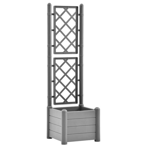 Vidaxl Jardinière Avec Treillis 43x43x142 Cm Pp Gris Pierre